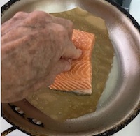 using parchment paper to sear fish