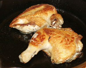 crisy chicken using cast iron skillet