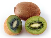 a whole and a cut kiwifruit