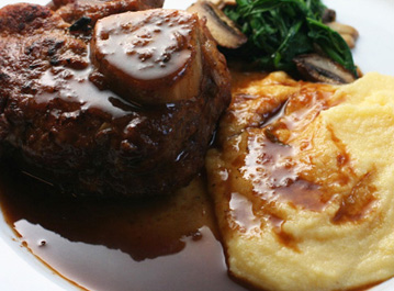 osso bucco with red wine and polenta