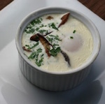 eggs en cocotte with shitake mushrooms